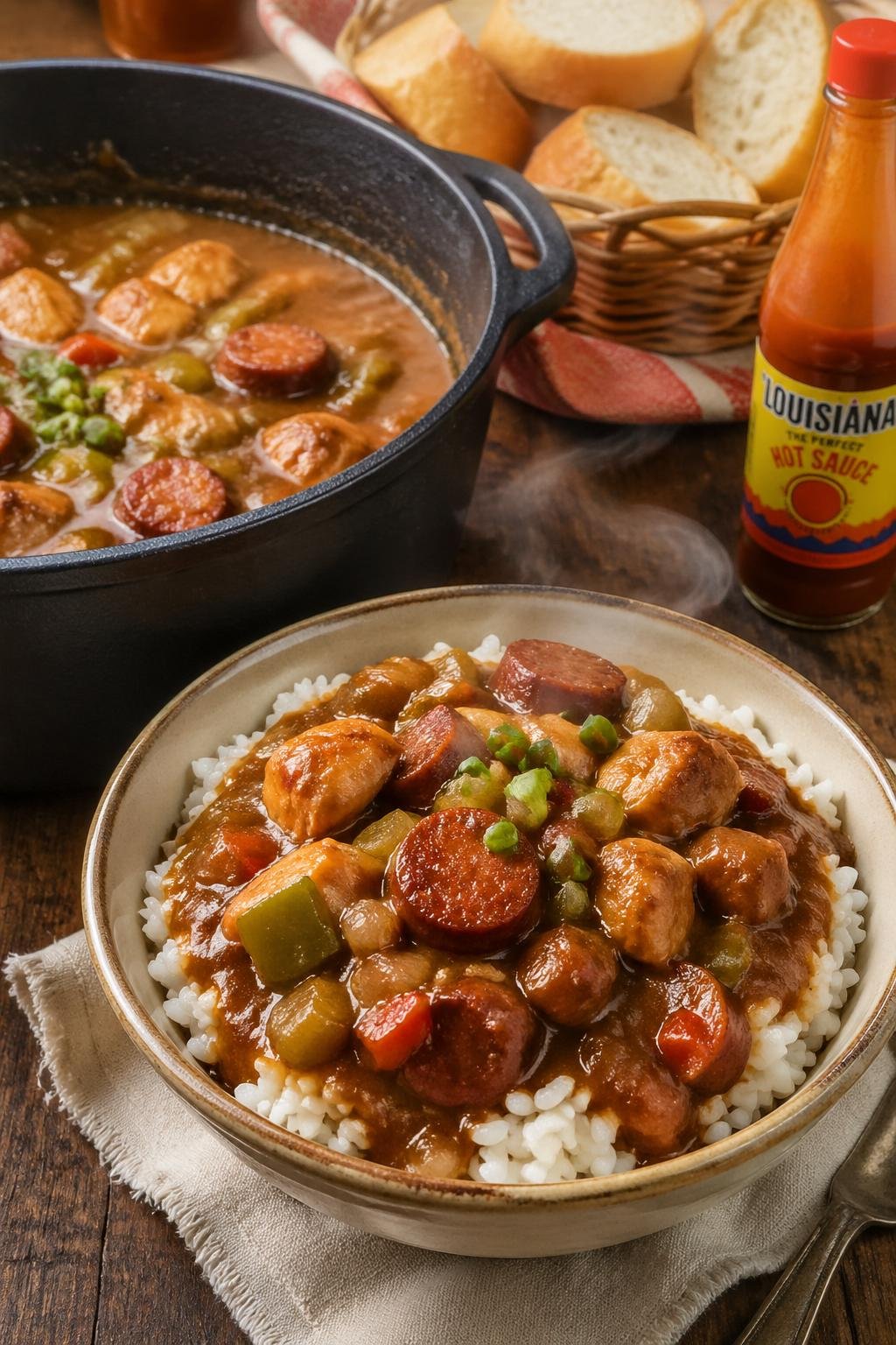 Justin Wilson Chicken and Sausage Gumbo 